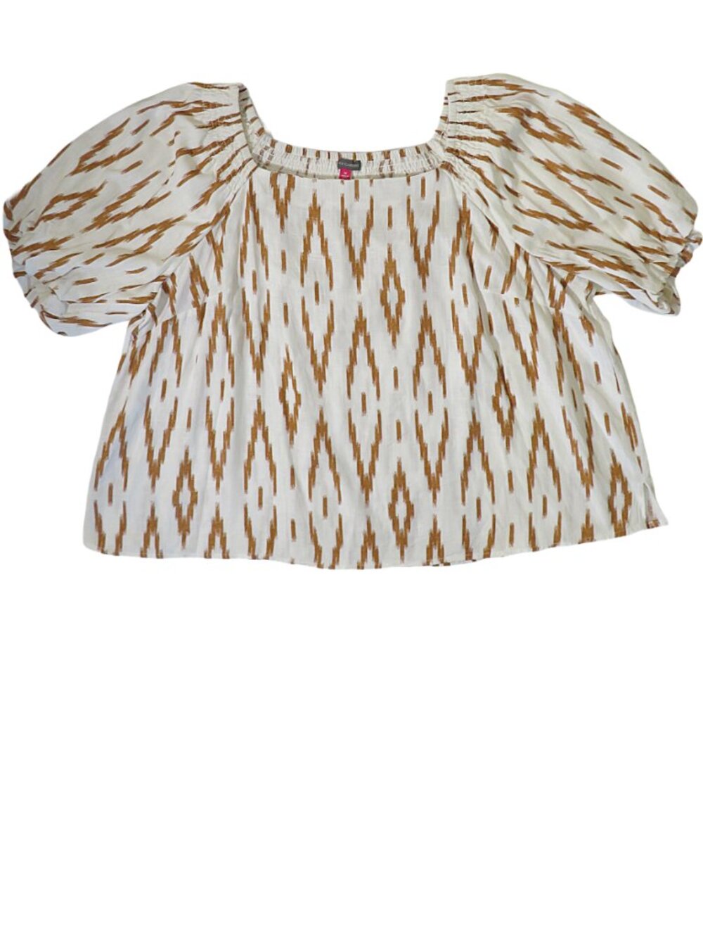 NWOT Vince Camuto Ikat Print Rayon Linen Puff Sleeve Top Size 3X
